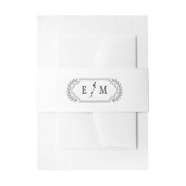Elegant Floral Monogram Wedding Uitnodigingen Wikkel