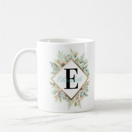 Elegant Floral Monogramed Coffee Mok