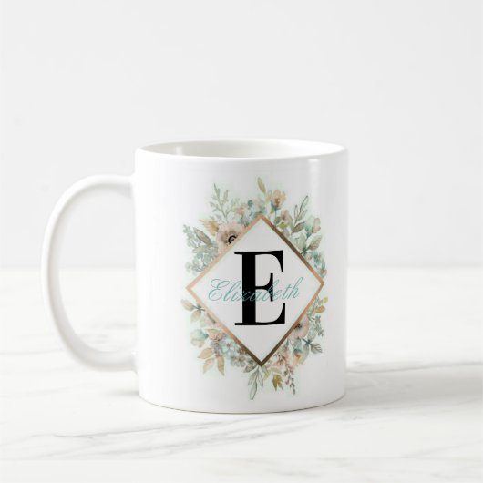 Elegant Floral Monogramed Coffee Mok (Links)