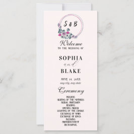 Elegant Floral Monogrammed Cream Wedding Programme