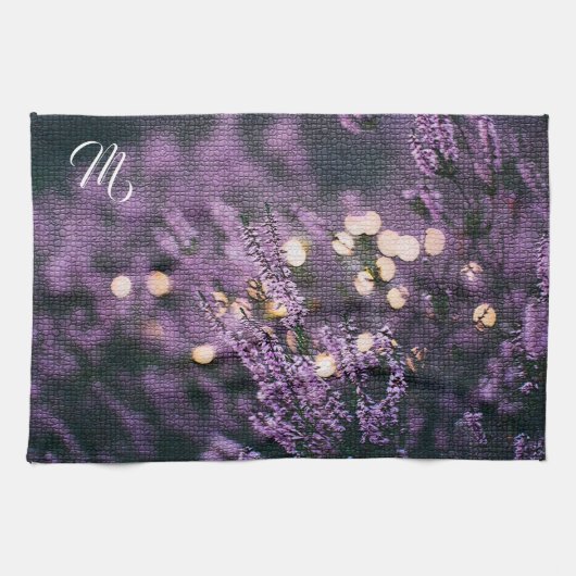 Elegant Floral Monogrammed Theedoek (Horizontaal)