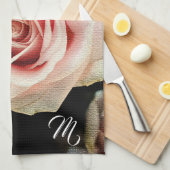 Elegant Floral Monogrammed Theedoek (Quarter Fold)