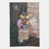Elegant Floral Monogrammed Theedoek (Verticaal)