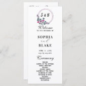 Elegant Floral Monogrammed White Wedding Programme (Voorkant / Achterkant)