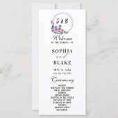 Elegant Floral Monogrammed White Wedding Programme (Voorkant)