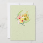 Elegant Floral Moon & Golden Mosque Iftar Dinner Kaart (Achterkant)