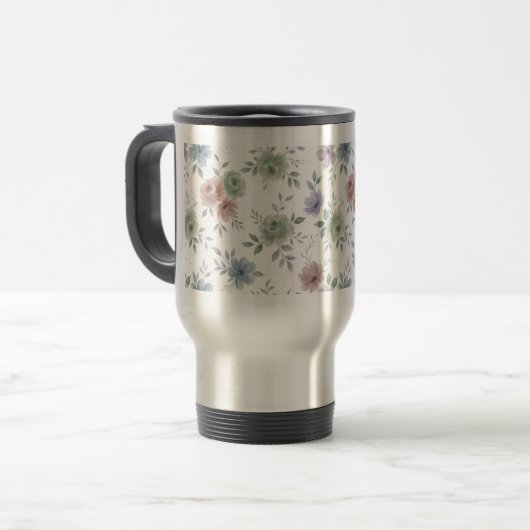 Elegant Floral Mug Wrap – Optional Personalization Reisbeker (Voorkant links)