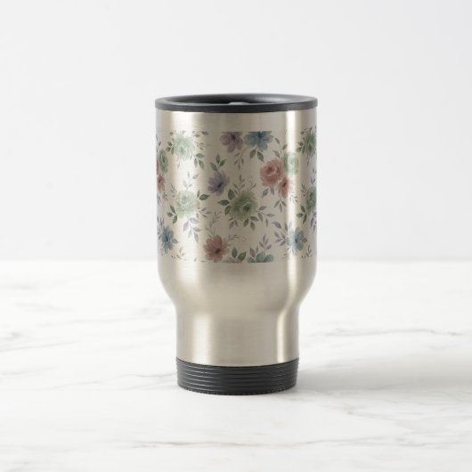 Elegant Floral Mug Wrap – Optional Personalization Reisbeker (Center)
