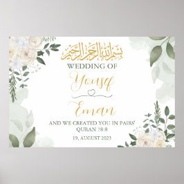 Elegant Floral Muslim Islamitisch Bruiloft Poster