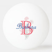 Elegant Floral Name en Monogram Pingpongbal (Voorkant)