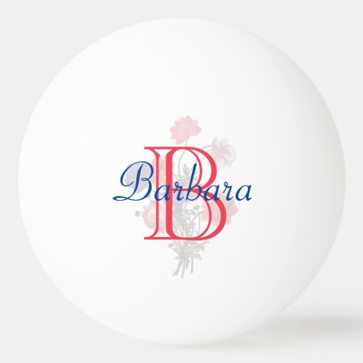 Elegant Floral Name en Monogram Pingpongbal (Voorkant)