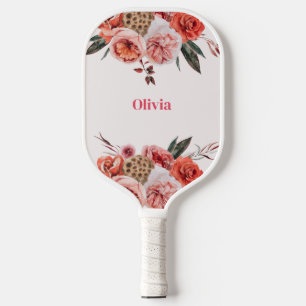 Elegant Floral Name Pickleball Paddle
