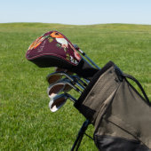 Elegant Floral Name Script Gepersonaliseerd Burgun Golfheadcover (Insitu)