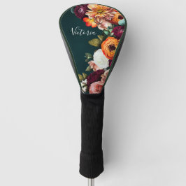 Elegant Floral Name Script Gepersonaliseerd Golfheadcover