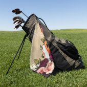 Elegant Floral Name Script Gepersonaliseerd Rustic Golfhanddoek (Groen)