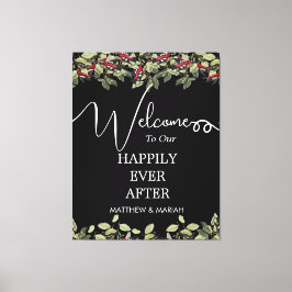Elegant Floral Natuur Calligraphy Wedding Welcome Canvas Afdruk