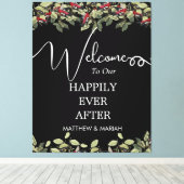 Elegant Floral Natuur Calligraphy Wedding Welcome Canvas Afdruk (Insitu (Houten vloer))