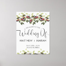 Elegant Floral Natuur Calligraphy Wedding Welcome Canvas Afdruk