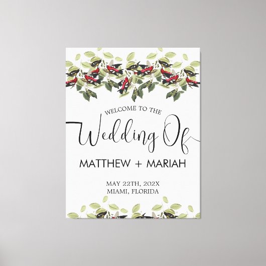 Elegant Floral Natuur Calligraphy Wedding Welcome Canvas Afdruk (Voorkant)
