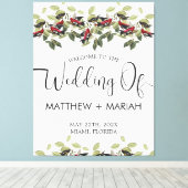 Elegant Floral Natuur Calligraphy Wedding Welcome Canvas Afdruk (Insitu (Houten vloer))