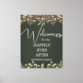 Elegant Floral Natuur Calligraphy Wedding Welcome Canvas Afdruk