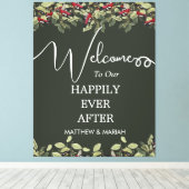 Elegant Floral Natuur Calligraphy Wedding Welcome Canvas Afdruk (Insitu (Houten vloer))
