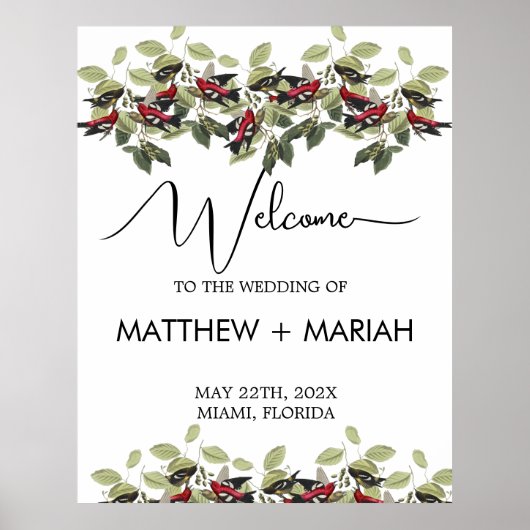 Elegant Floral Natuur Calligraphy Wedding Welcome Poster (Voorkant)
