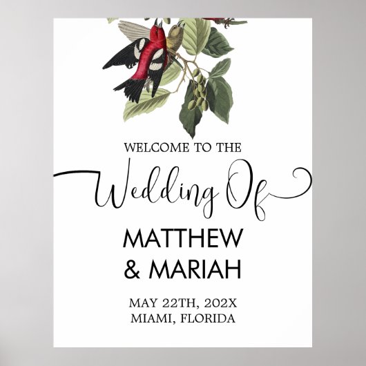 Elegant Floral Natuur Calligraphy Wedding Welcome Poster (Voorkant)