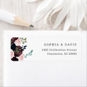 Elegant Floral Navy Blue en Plum | Weddenschap Etiket (Insitu)