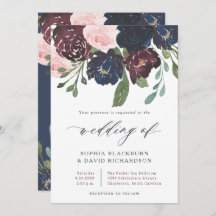 Elegant Floral Navy Blue en Plum | Weddenschap