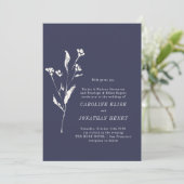 Elegant Floral Navy Blue Formal Wordding Wedding Kaart (Staand voorkant)