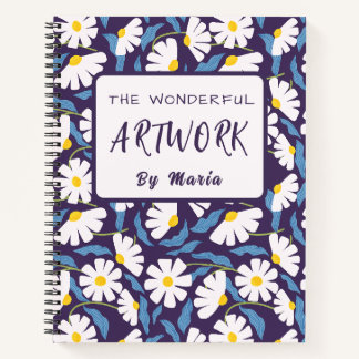Elegant Floral Navy Blue Pattern | Classic Botanic Notitieboek