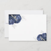 Elegant Floral Navy Blue Peonies Wedding RSVP Kaartje (Achterkant)