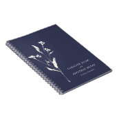 Elegant Floral Navy Blue Simple Custom Wedding Notitieboek (Rechterzijde)
