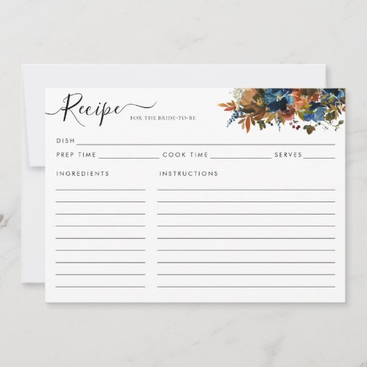 Elegant Floral Navy Blue Vrijgezellenfeest Recept  (Voorkant)