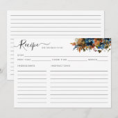 Elegant Floral Navy Blue Vrijgezellenfeest Recept  (Voorkant / Achterkant)