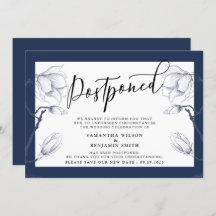 Elegant Floral Navy & White Postponed Wedding