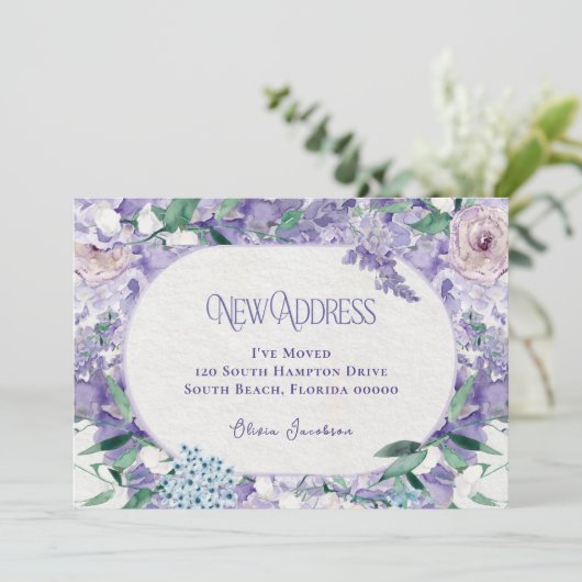 Elegant Floral New Home Adres Aankondiging (Staand voorkant)