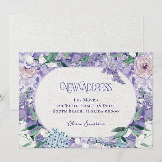 Elegant Floral New Home Adres Aankondiging (Voorkant / Achterkant)