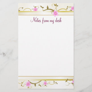Elegant Floral Note Paper Briefpapier