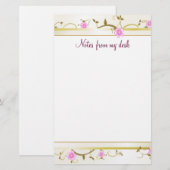 Elegant Floral Note Paper Briefpapier (Voorkant / Achterkant)