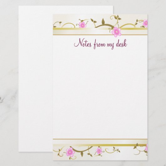 Elegant Floral Note Paper Briefpapier (Voorkant / Achterkant)