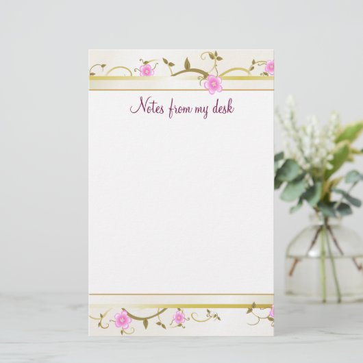 Elegant Floral Note Paper Briefpapier (Staand voorkant)