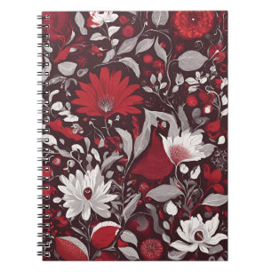 Elegant Floral Notitieboek – Bourgogne en Witte Bl
