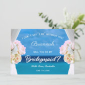 Elegant Floral Ocean Beach Bridesmaid Invitation Kaart (Staand voorkant)