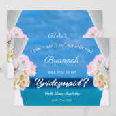Elegant Floral Ocean Beach Bridesmaid Invitation Kaart (Voorkant / Achterkant)