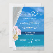 Elegant Floral Ocean Beach Save the Date (Voorkant)