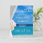 Elegant Floral Ocean Beach Save the Date (Staand voorkant)