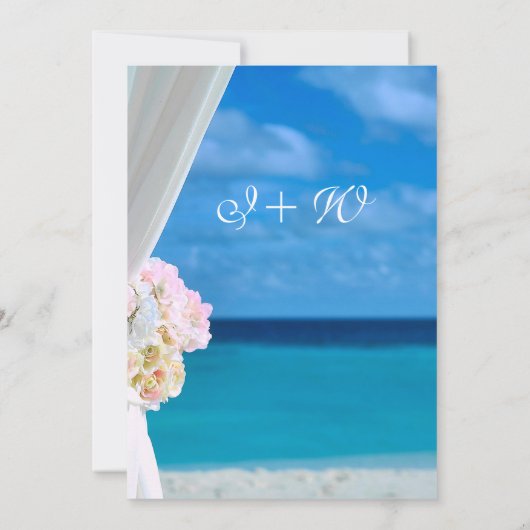 Elegant Floral Ocean Beach Save the Date (Achterkant)