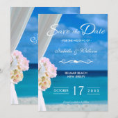 Elegant Floral Ocean Beach Save the Date (Voorkant / Achterkant)